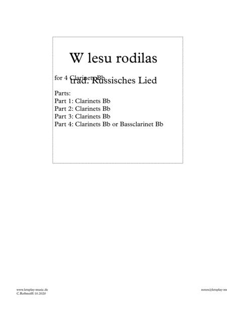 Free Sheet Music W Lesu Rodilas With Clarinetquartett