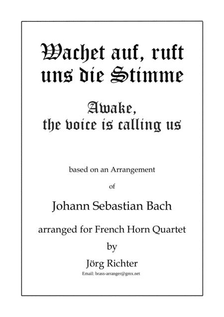 Wachet Auf Ruft Uns Die Stimme Awake The Voice Is Calling Us For French Horn Quartet Sheet Music