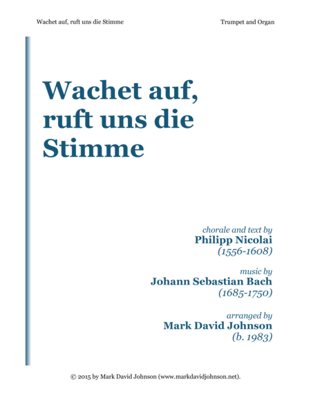 Wachet Auf Ruft Uns Die Stimme Sheet Music