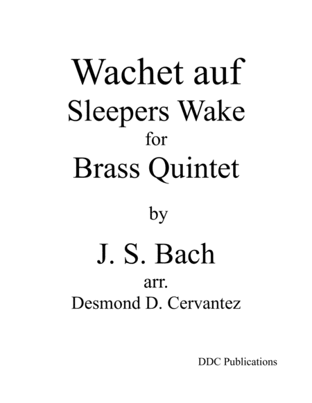 Wachet Auf Sleepers Wake Sheet Music