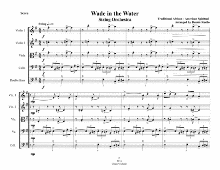 Free Sheet Music Wade In The Water String Orchestra Or String Quartet Intermediate