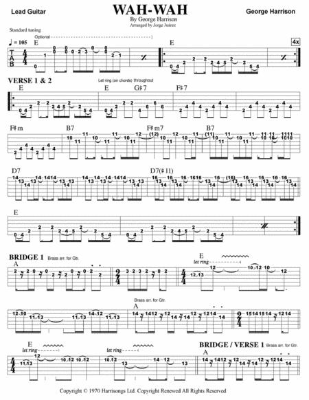 Free Sheet Music Wah Wah Guitar Tab