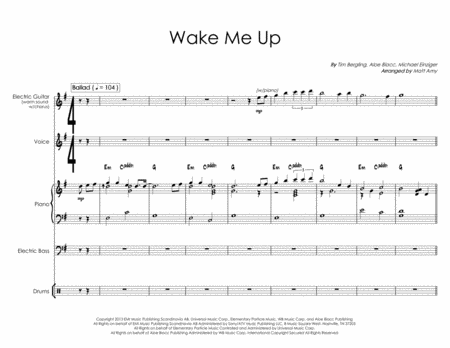 Free Sheet Music Wake Me Up Vocal Ballad