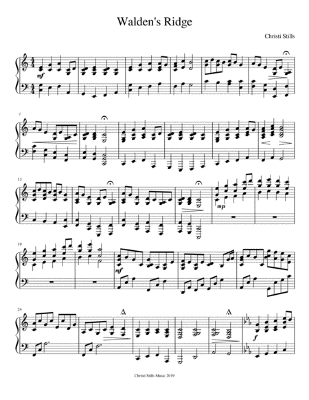 Free Sheet Music Waldens Ridge For Piano