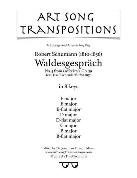 Free Sheet Music Waldesgesprch Op 39 No 3 In 8 Keys F E E Flat D D Flat C B B Flat Major