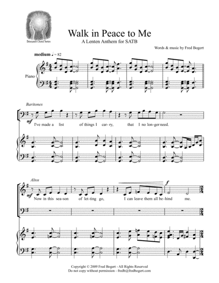 Free Sheet Music Walk In Peace To Me