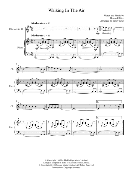 Walking In The Air Clarinet And Piano Sheet Music