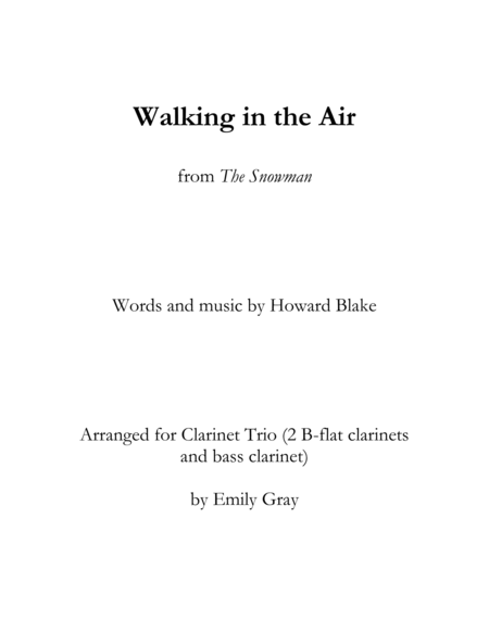 Free Sheet Music Walking In The Air Clarinet Trio