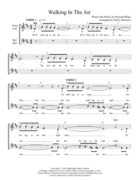 Walking In The Air Womens Barbershop Chorus Sheet Music