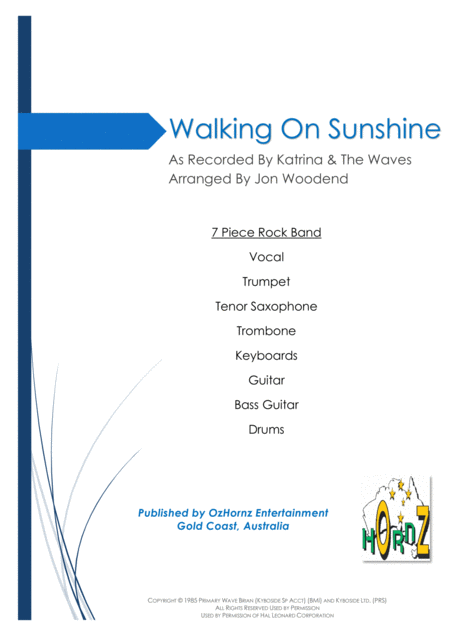 Walking On Sunshine 7 Piece Horn Chart Sheet Music