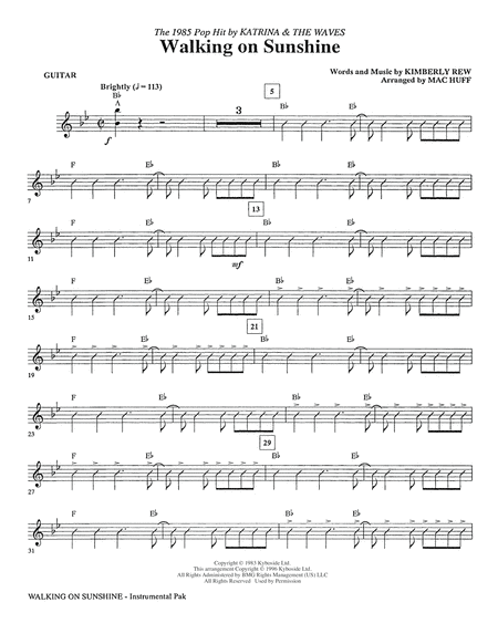 Free Sheet Music Walking On Sunshine Arr Mac Huff Guitar