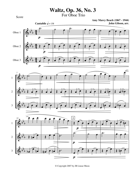 Free Sheet Music Waltz By Amy Beach Set For Oboe Trio