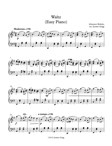 Waltz Easy Piano Sheet Music