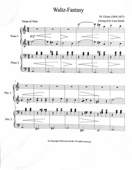 Free Sheet Music Waltz Fantasy Piano Duet