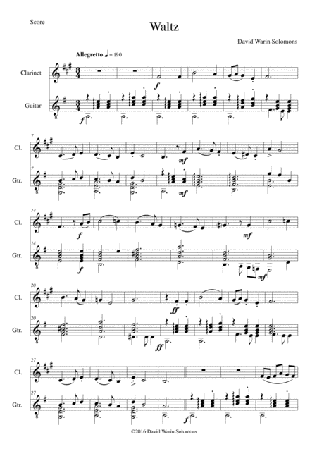 Free Sheet Music Waltz For Clarinet And Guitar