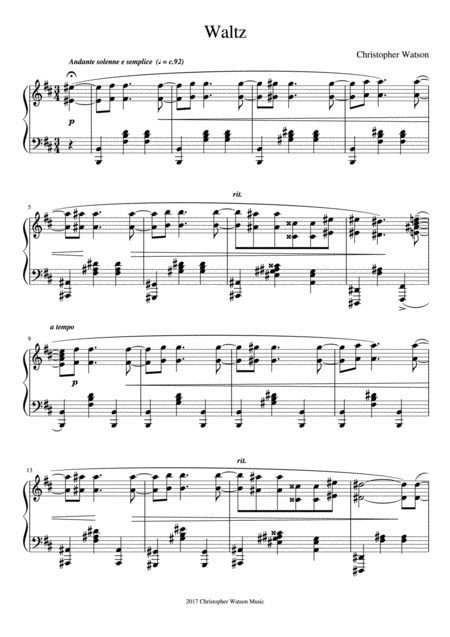 Free Sheet Music Waltz For Solo Piano