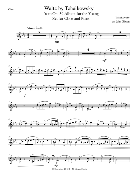 Free Sheet Music Waltz From Album For The Young For Oboe And Piano
