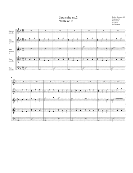 Waltz No 2 Arrangement For Recorders Sheet Music