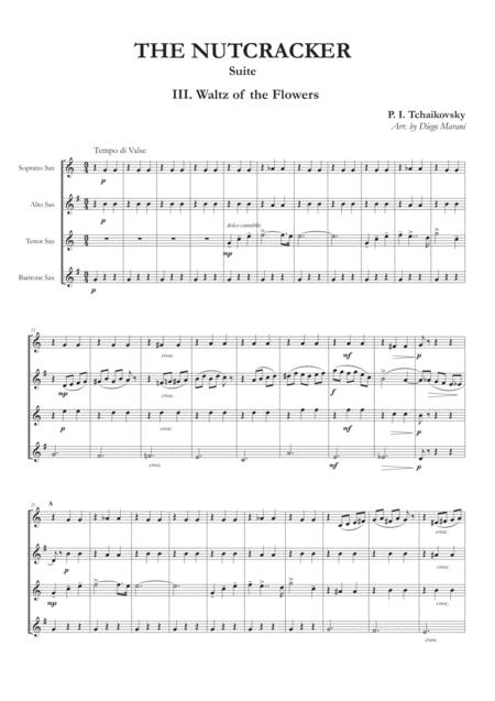 Waltz Of The Flowers From Nutcracker Suite For Saxophone Quartet Sheet Music