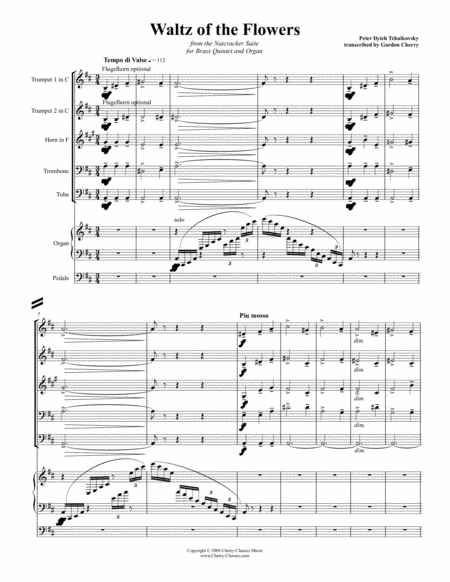 Waltz Of The Flowers From The Nutcracker For Brass Quintet And Organ Sheet Music