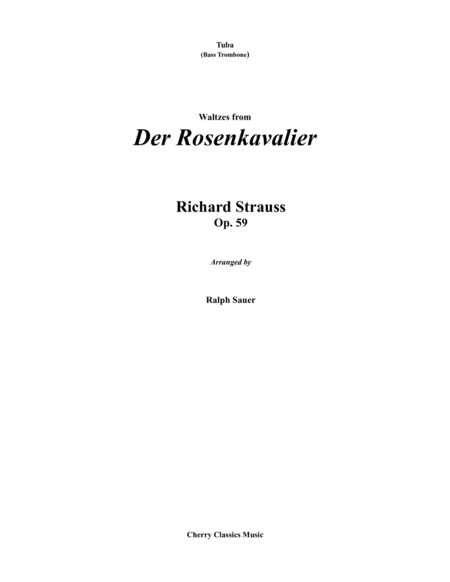 Waltzes From Der Rosenkavalier For Tuba Or Bass Trombone Piano Sheet Music