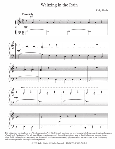 Waltzing In The Rain Piano Keyboard Solo Sheet Music