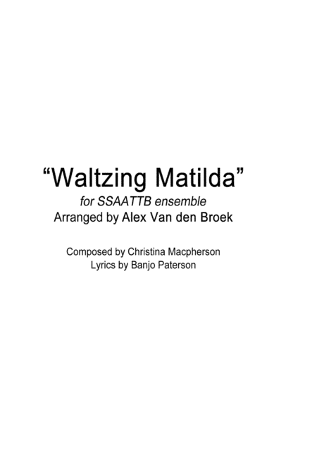 Waltzing Matilda Ssaattb Sheet Music