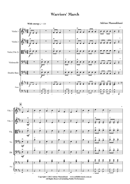 Warriors March By Adrian Mansukhani Sheet Music