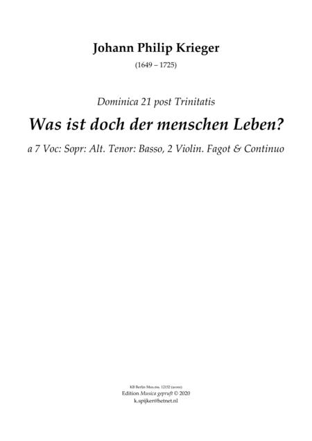 Was Ist Doch Der Menschen Leben J Ph Krieger Sheet Music