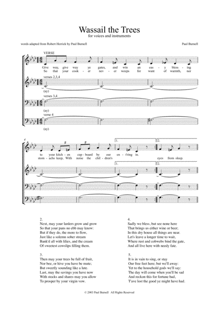 Free Sheet Music Wassail The Trees