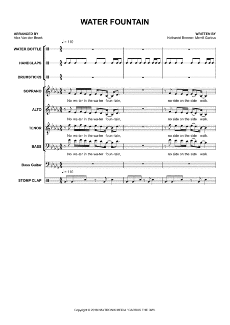 Free Sheet Music Water Fountain Satb