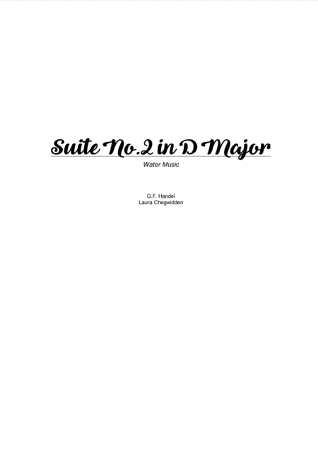 Water Music Suite 2 In D Major For String Quartet Sheet Music