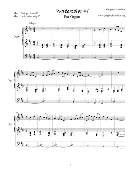 Free Sheet Music Watercolor 1 For Organ