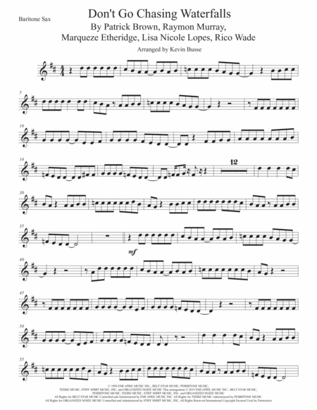 Free Sheet Music Waterfalls Bari Sax