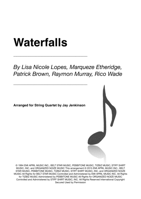 Free Sheet Music Waterfalls For String Quartet