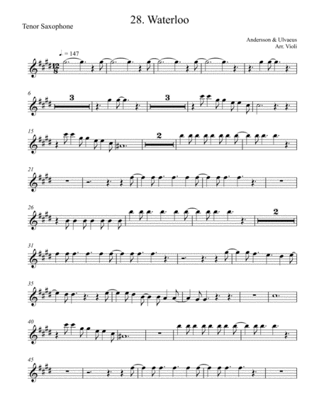 Waterloo Tenor Sax From Mamma Mia Sheet Music