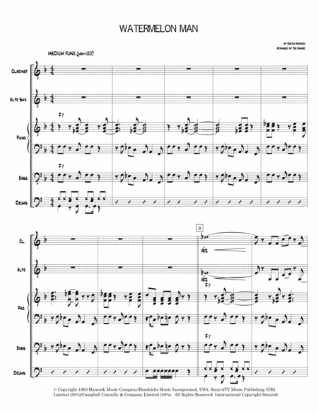 Watermelon Man Clarinet Alto Sax And Rhythm Sheet Music