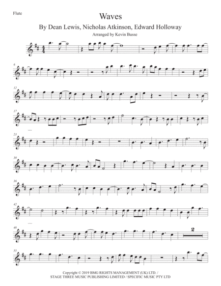 Waves Flute Original Key Sheet Music