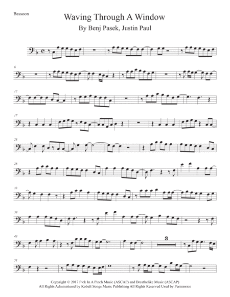 Waving Through A Window Bassoon Sheet Music