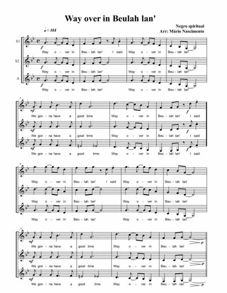 Way Over In Beulah Lan Ssa A Capella Sheet Music