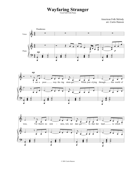 Free Sheet Music Wayfaring Stranger Key Of Am