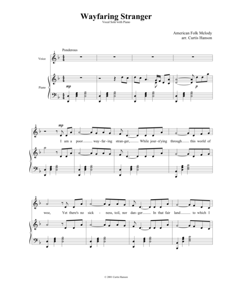 Wayfaring Stranger Key Of Dm Sheet Music