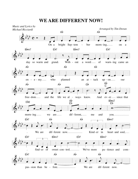 Free Sheet Music We Are Different Now A Tribute To 9 11