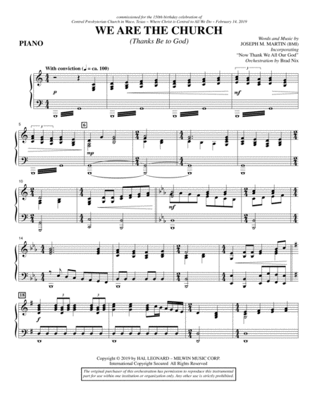 We Are The Church Thanks Be To God Piano Sheet Music