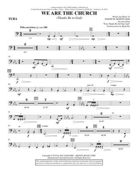 We Are The Church Thanks Be To God Tuba Sheet Music