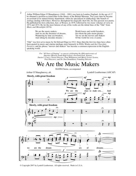 We Are The Music Makers Sheet Music