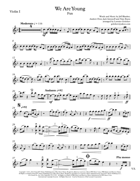 Free Sheet Music We Are Young