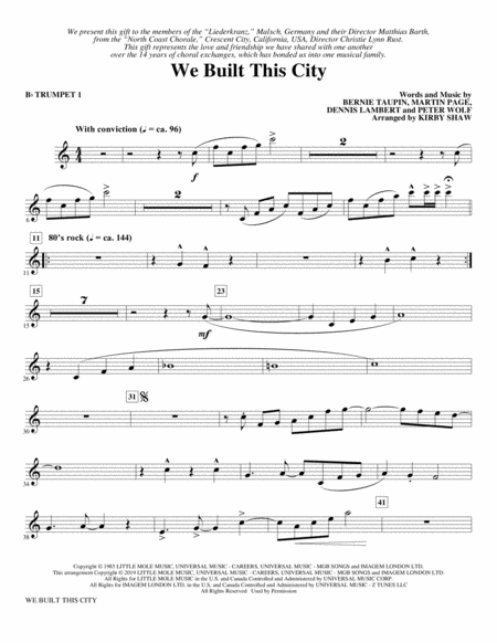 Free Sheet Music We Built This City Arr Kirby Shaw Bb Trumpet 1