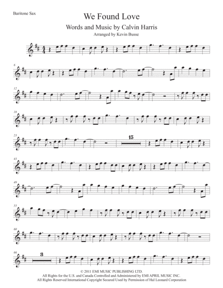 We Found Love Bari Sax Sheet Music