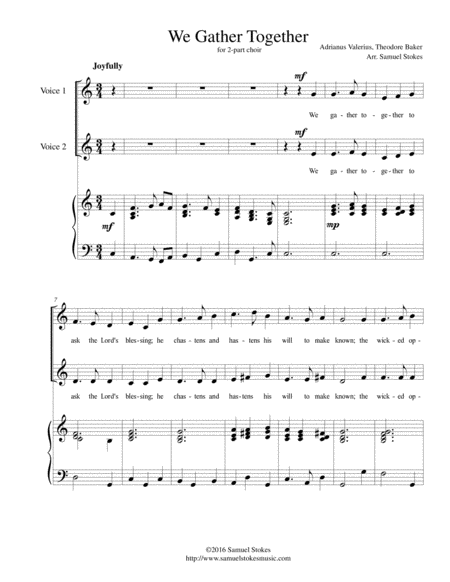 We Gather Together The Thanksgiving Hymn For 2 Part Choir With Piano Accompaniment Sheet Music